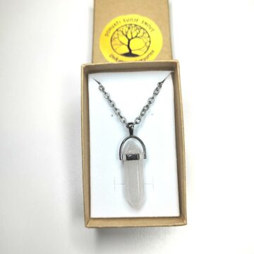 Ogrlica od nehrđajučeg čelika sa privjeskom od gorskog kristala - nakit