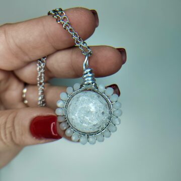 Ogrlica od nehrđajućeg čelika sa ručno rađenim privjeskom - gorski kristal - nakit